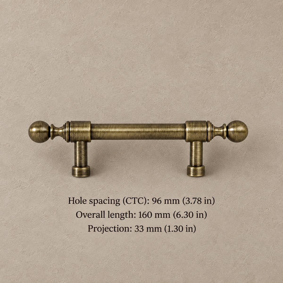 Ball-Foot Spindle Cabinet Pull & Knob — Antique Brass — pull-96