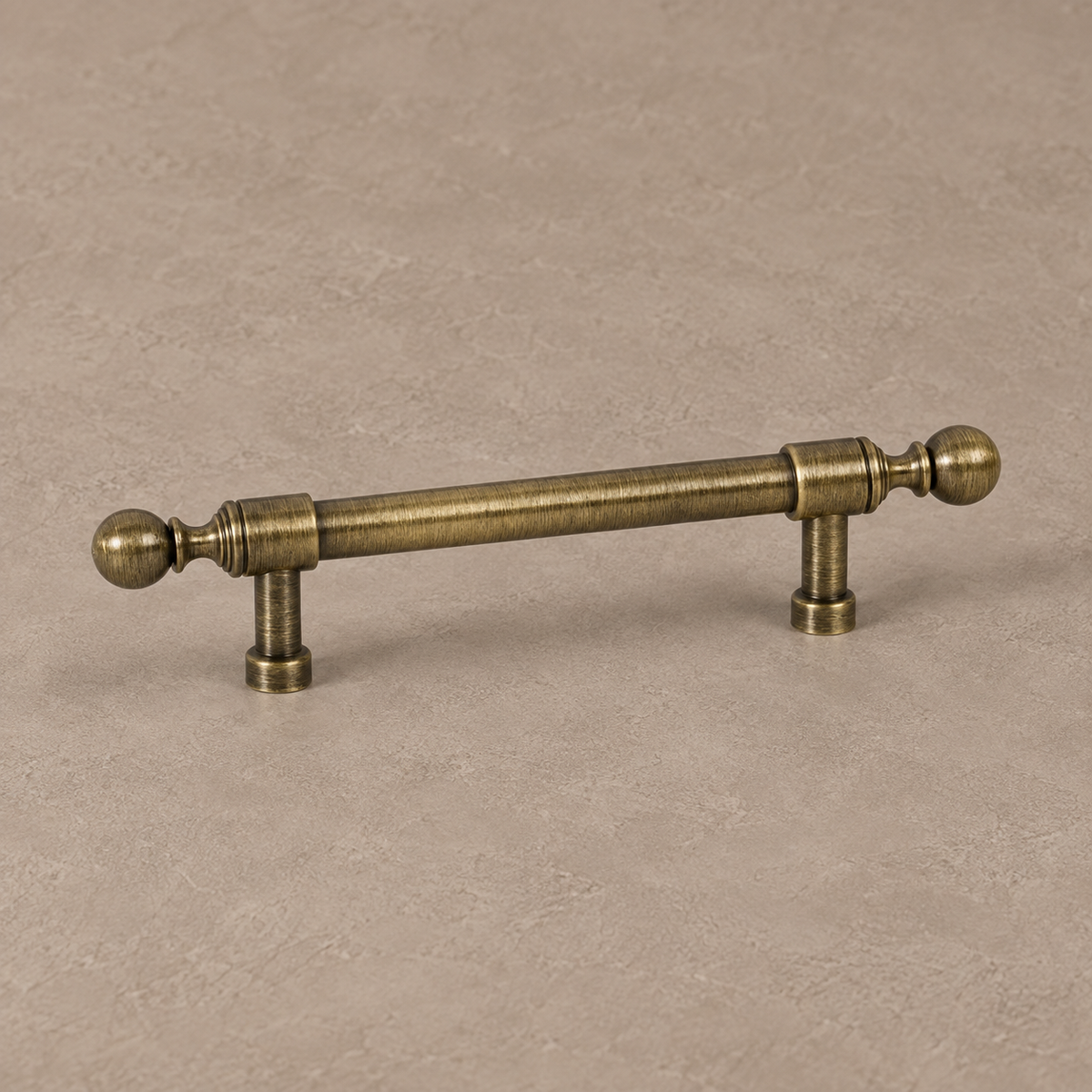 Ball-Foot Spindle Cabinet Pull & Knob — Antique Brass — pull-detail