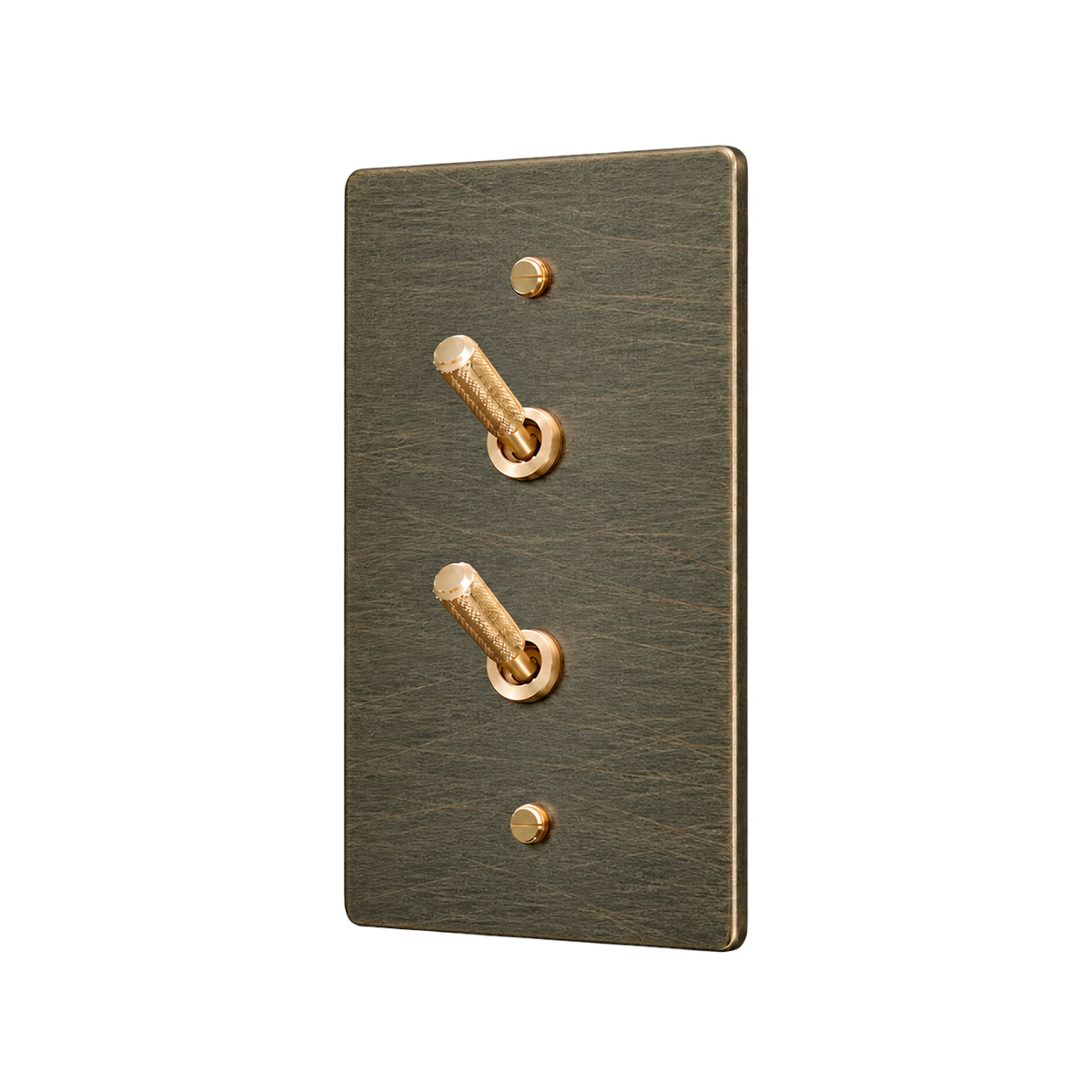 Brass Home Supply Double Knurled Brass Toggle Switch Plate — 1-Gang in Aged Bronze (Hand-Brushed)