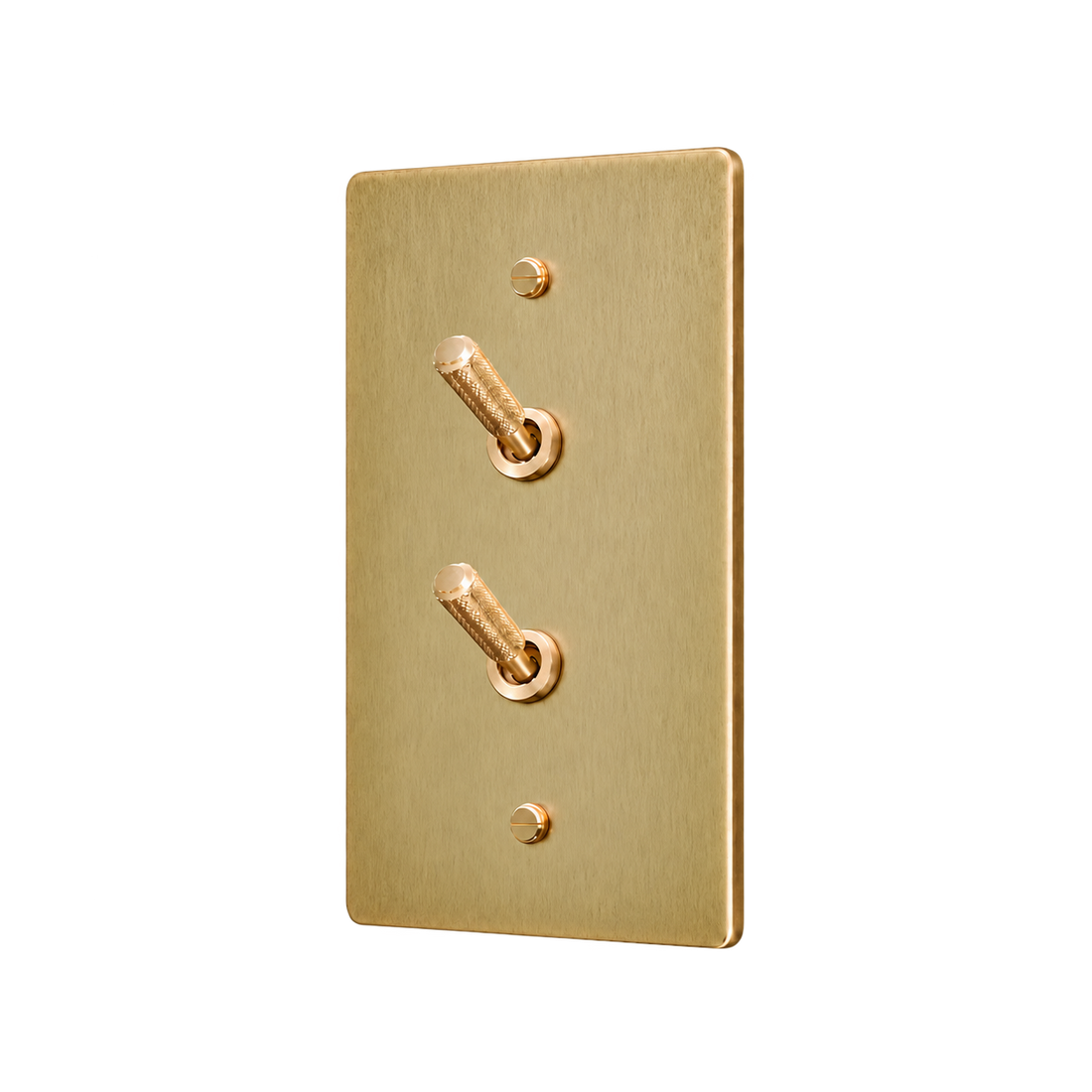 Brass Home Supply Double Knurled Brass Toggle Switch Plate — 1-Gang in Satin Brass