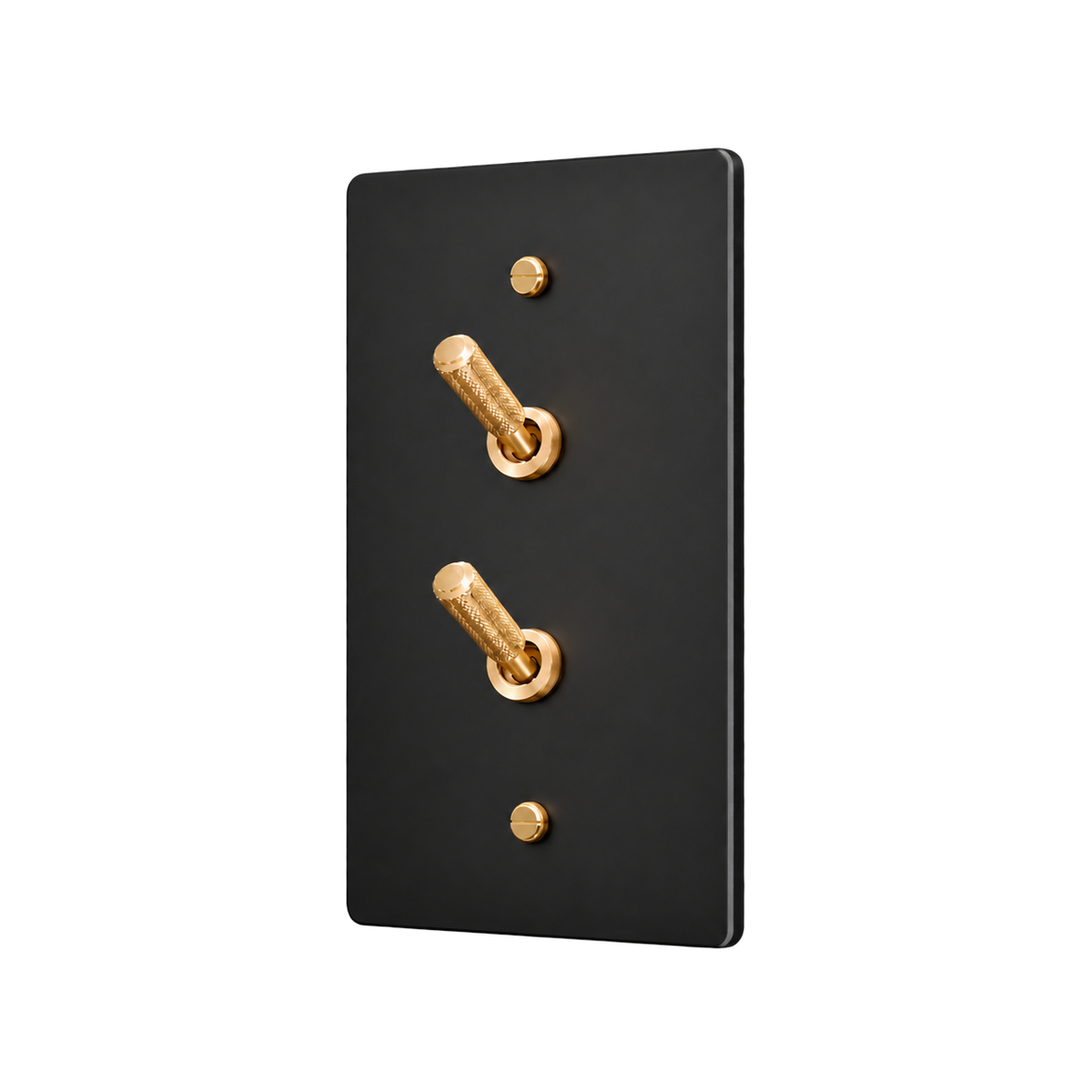 Brass Home Supply Double Knurled Brass Toggle Switch Plate — 1-Gang in Matte Black