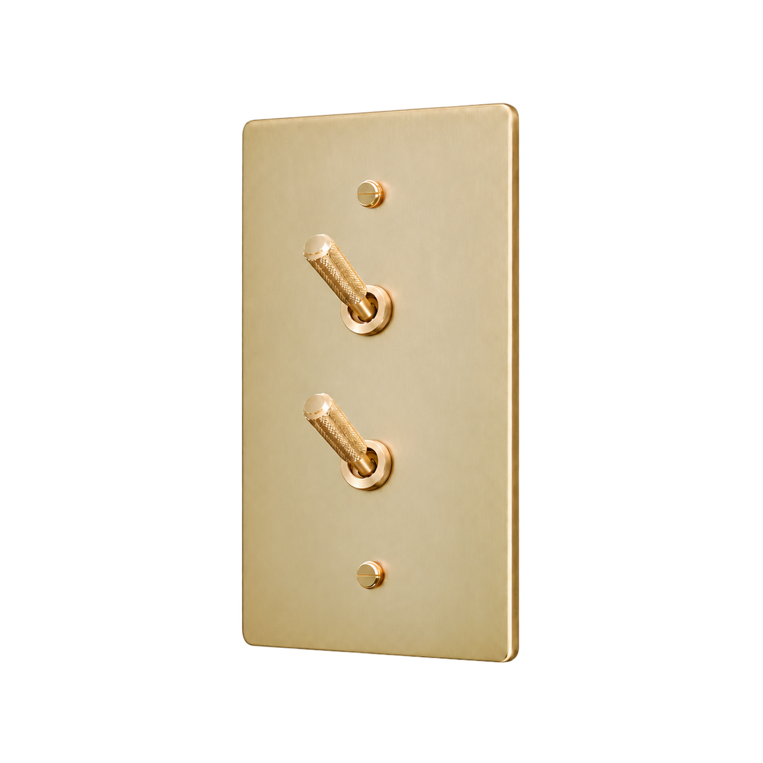 Brass Home Supply Double Knurled Brass Toggle Switch Plate — 1-Gang in Satin Brass