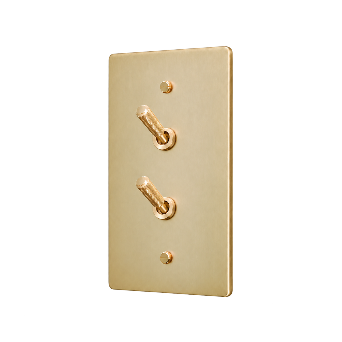 Brass Home Supply Double Knurled Brass Toggle Switch Plate — 1-Gang in Satin Brass