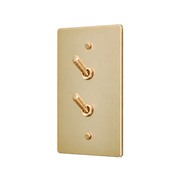 Brass Home Supply Double Knurled Brass Toggle Switch Plate — 1-Gang in Satin Brass