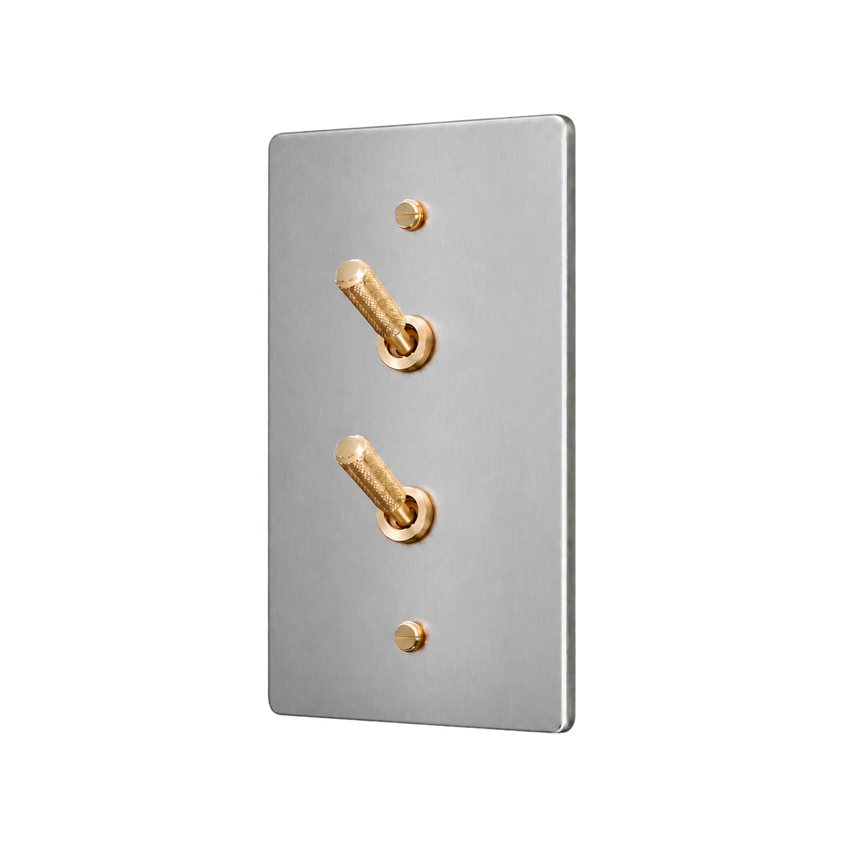 Brass Home Supply Double Knurled Brass Toggle Switch Plate — 1-Gang in Stainless Steel