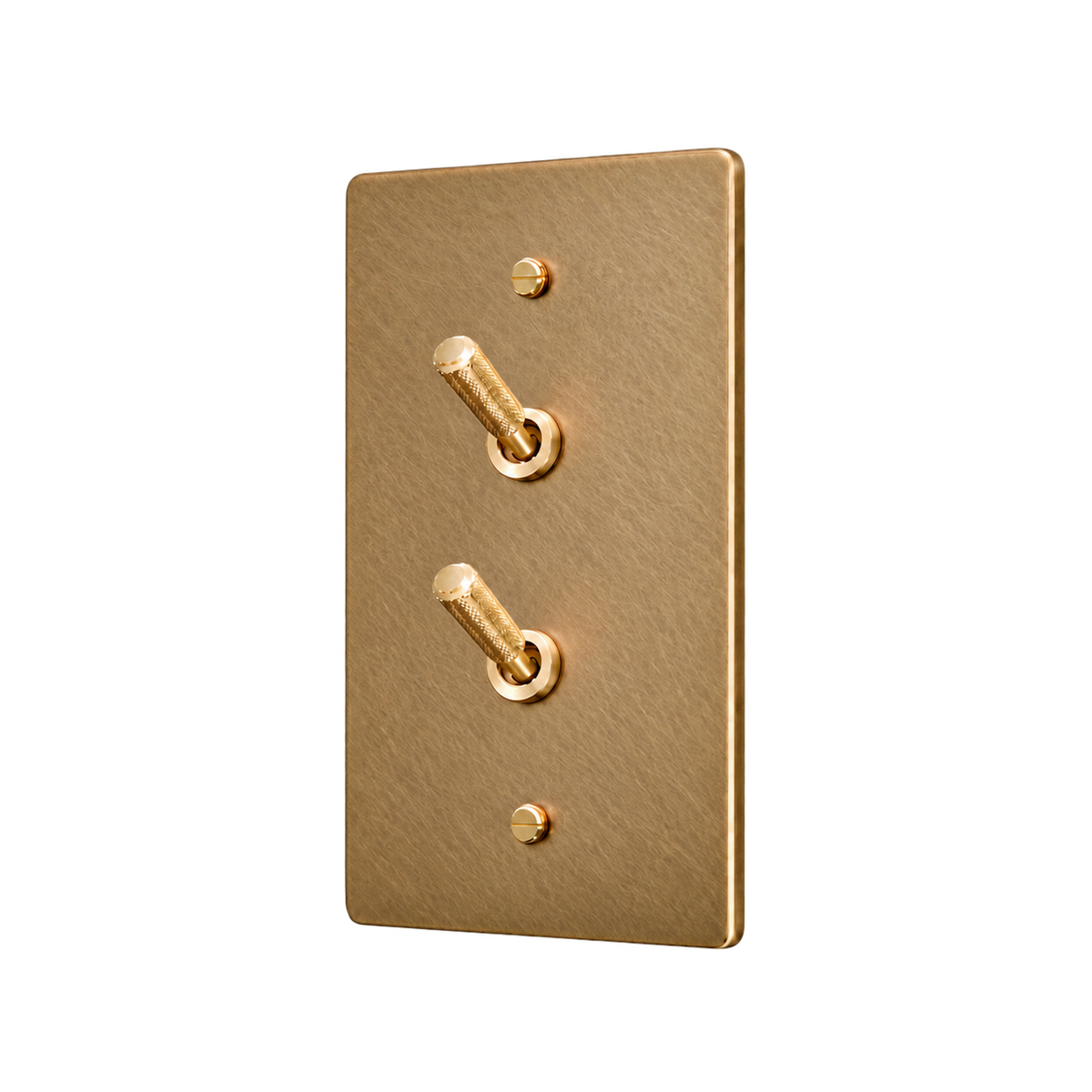Brass Home Supply Double Knurled Brass Toggle Switch Plate — 1-Gang in Unlacquered Antique Brass (Hand-Brushed)