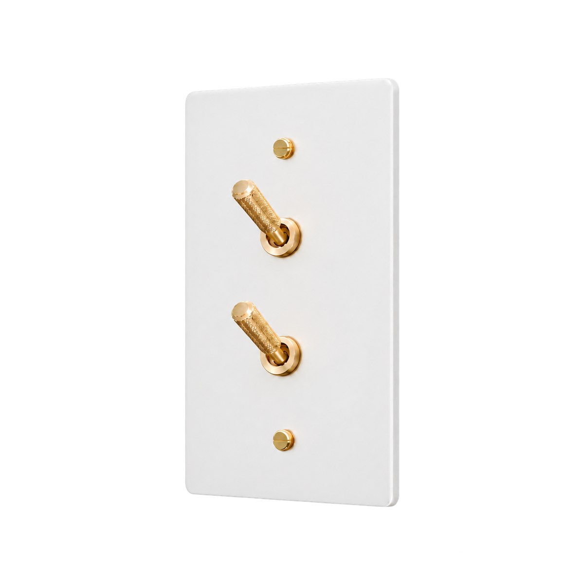 Brass Home Supply Double Knurled Brass Toggle Switch Plate — 1-Gang in White