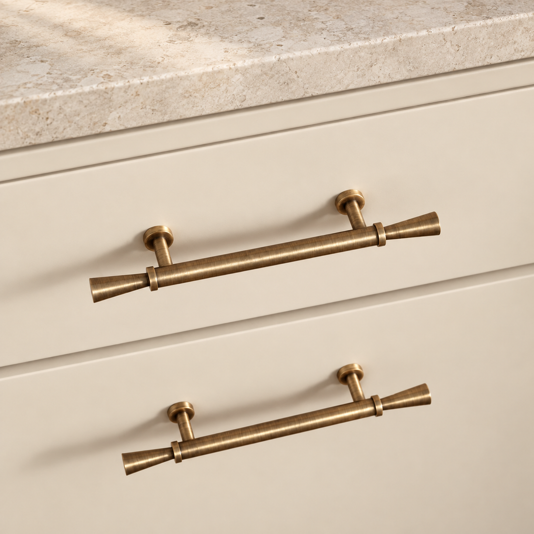 Flared T-Bar Cabinet Pull & Knob — Antique Bronze — approved main product image