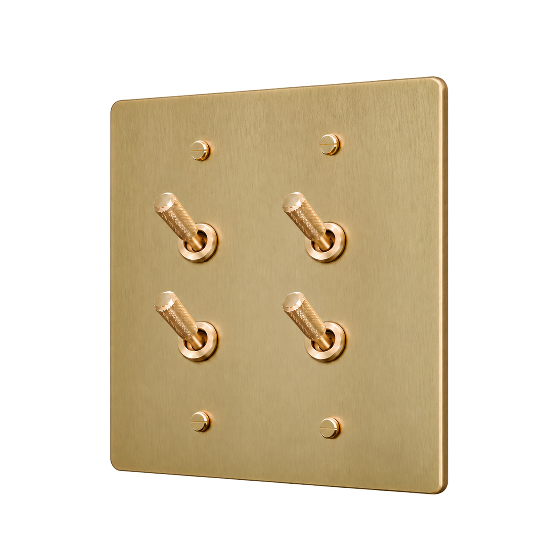 Brass Home Supply Double Knurled Brass Toggle Switch Plate — 2-Gang in Satin Brass