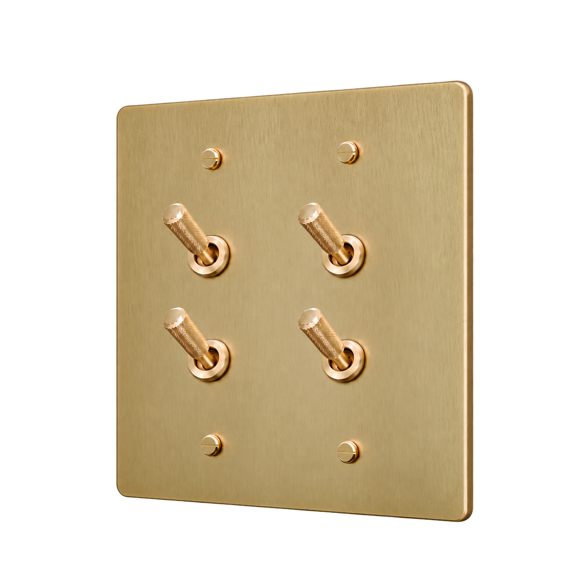 Brass Home Supply Double Knurled Brass Toggle Switch Plate — 2-Gang in Antique Brass (Hand-Brushed)