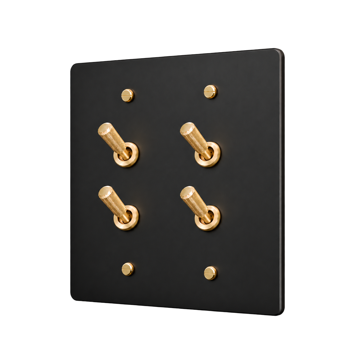 Brass Home Supply Double Knurled Brass Toggle Switch Plate — 2-Gang in Matte Black