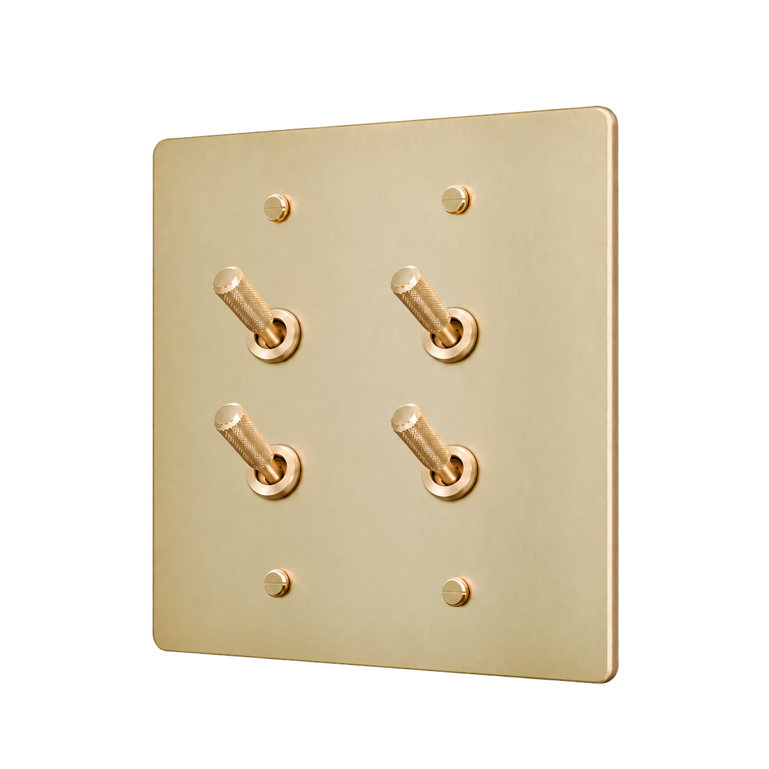 Brass Home Supply Double Knurled Brass Toggle Switch Plate — 2-Gang in Satin Brass