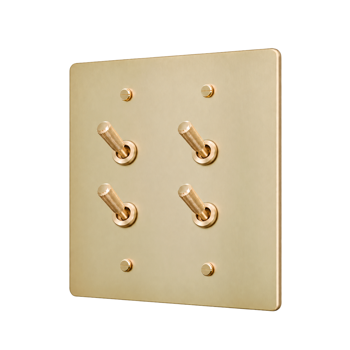 Brass Home Supply Double Knurled Brass Toggle Switch Plate — 2-Gang in Satin Brass