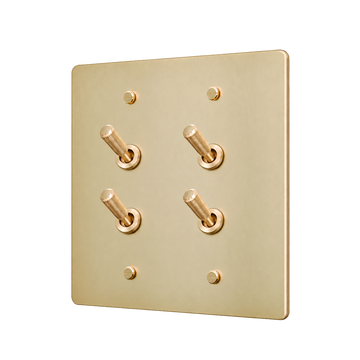 Brass Home Supply Double Knurled Brass Toggle Switch Plate — 2-Gang in Satin Brass