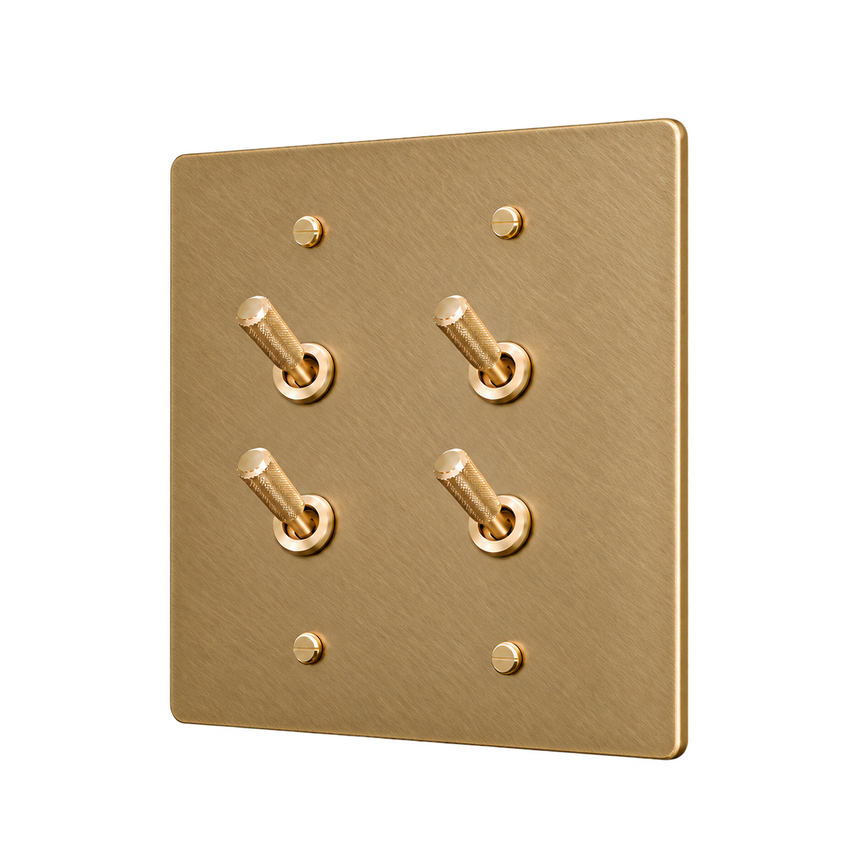 Brass Home Supply Double Knurled Brass Toggle Switch Plate — 2-Gang in Unlacquered Antique Brass (Hand-Brushed)