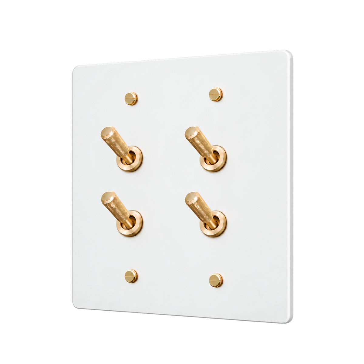 Brass Home Supply Double Knurled Brass Toggle Switch Plate — 2-Gang in White