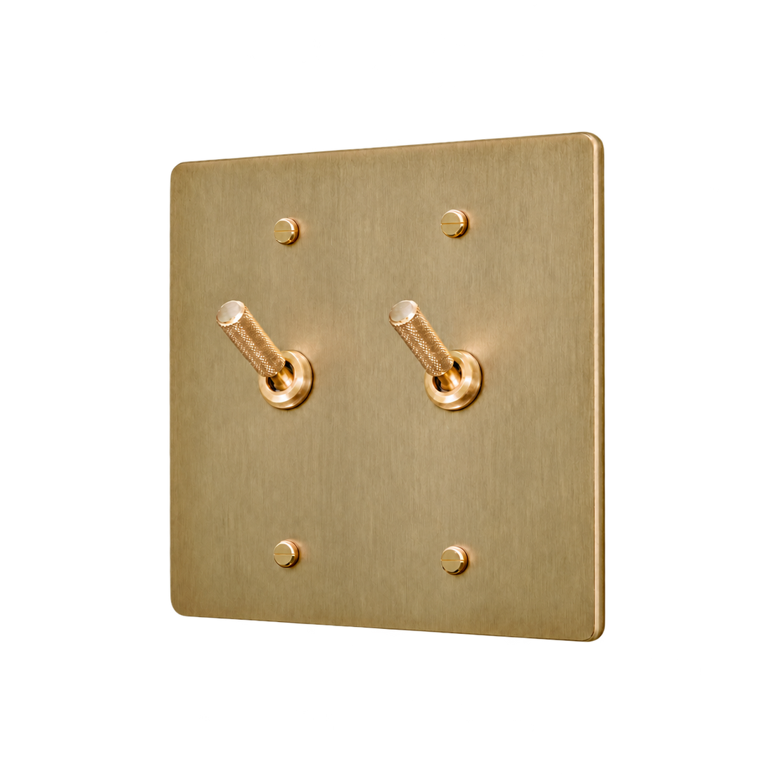 Brass Home Supply Knurled Brass Toggle Switch Plate — 2-Gang in Satin Brass