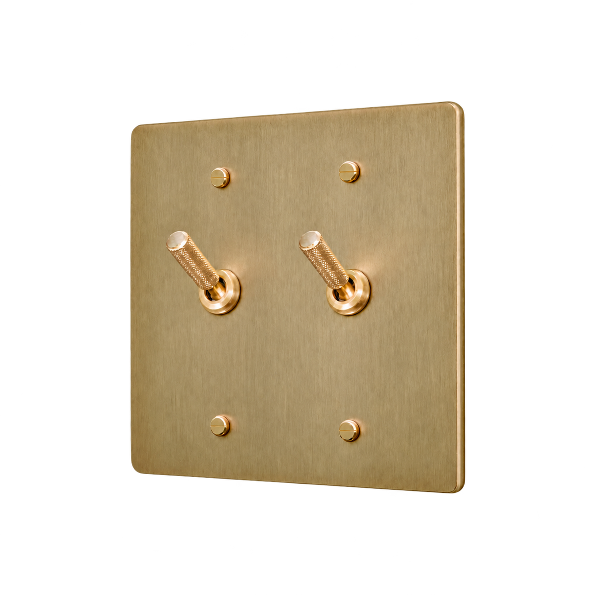 Brass Home Supply Knurled Brass Toggle Switch Plate — 2-Gang in Antique Brass (Hand-Brushed)