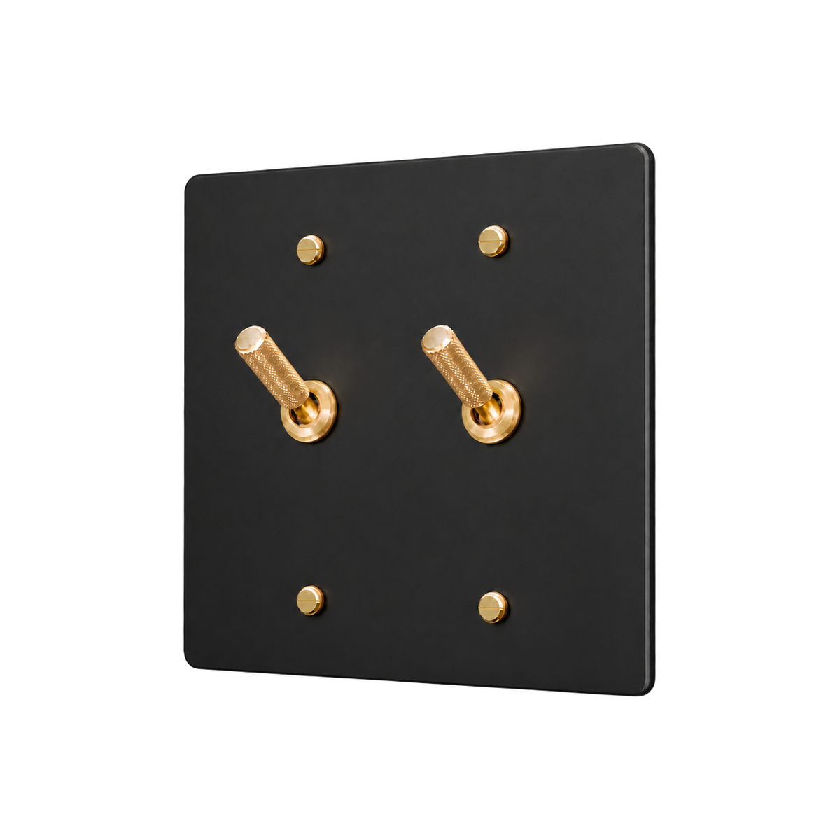Brass Home Supply Knurled Brass Toggle Switch Plate — 2-Gang in Matte Black