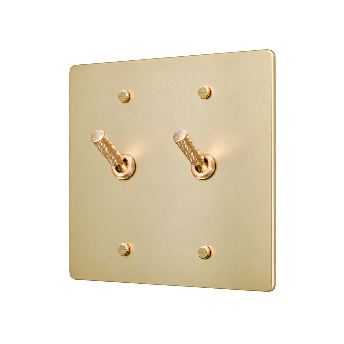 Brass Home Supply Knurled Brass Toggle Switch Plate — 2-Gang in Satin Brass
