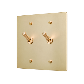 Brass Home Supply Knurled Brass Toggle Switch Plate — 2-Gang in Satin Brass
