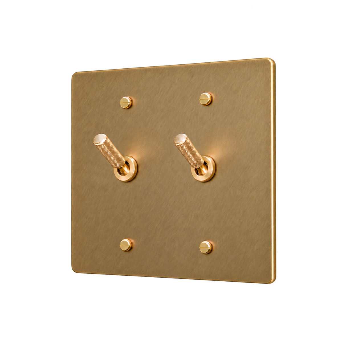 Brass Home Supply Knurled Brass Toggle Switch Plate — 2-Gang in Unlacquered Antique Brass (Hand-Brushed)