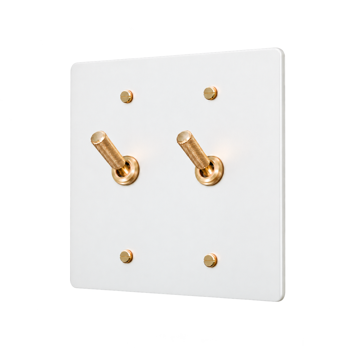 Brass Home Supply Knurled Brass Toggle Switch Plate — 2-Gang in White