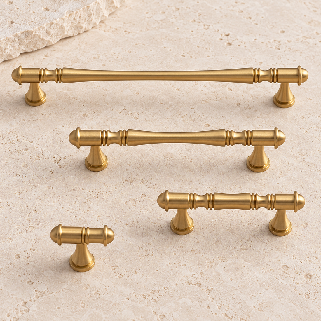 Collared Bar Cabinet Pull & Knob — Brushed Brass — approved main product image