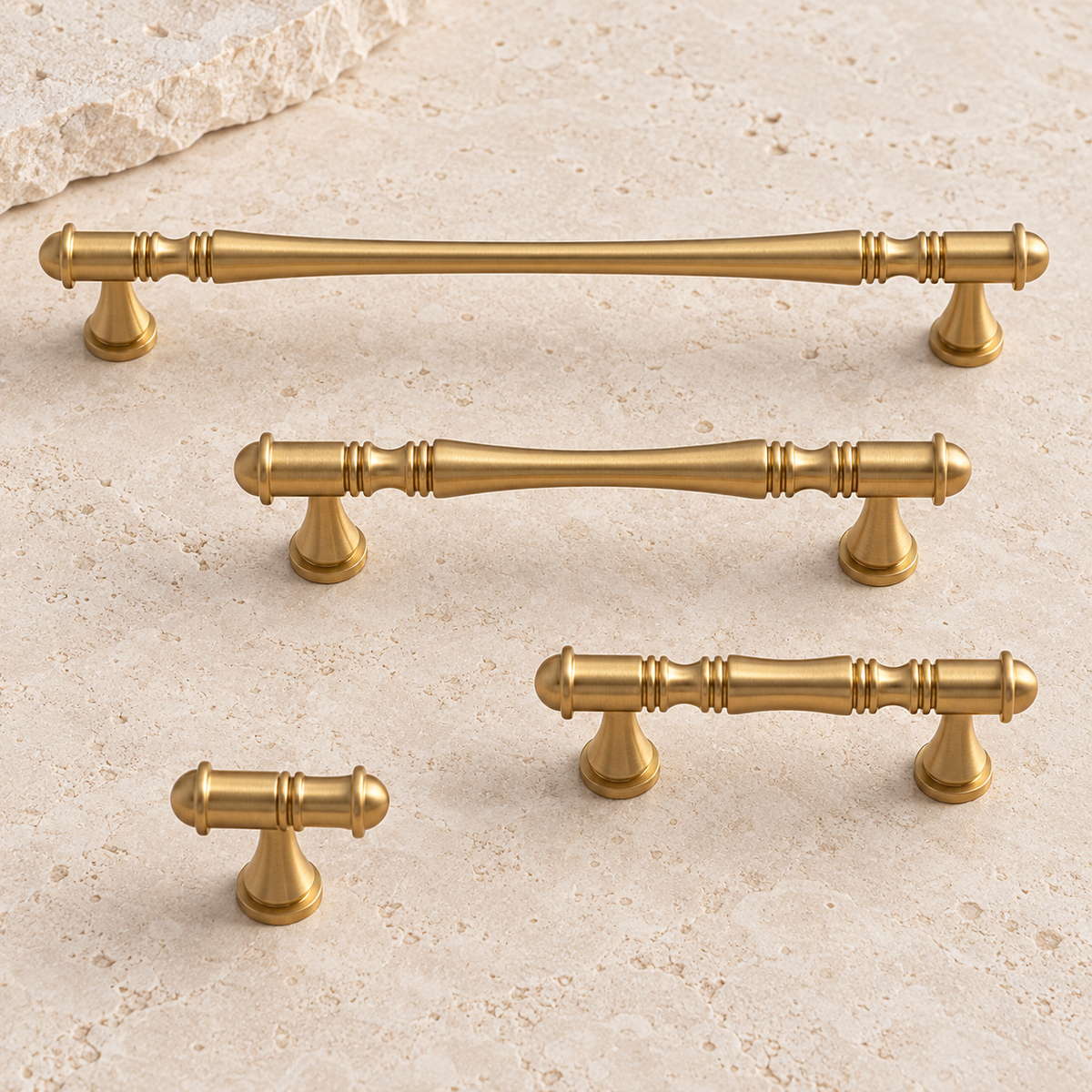 Collared Bar Cabinet Pull & Knob — Brushed Brass — approved main product image