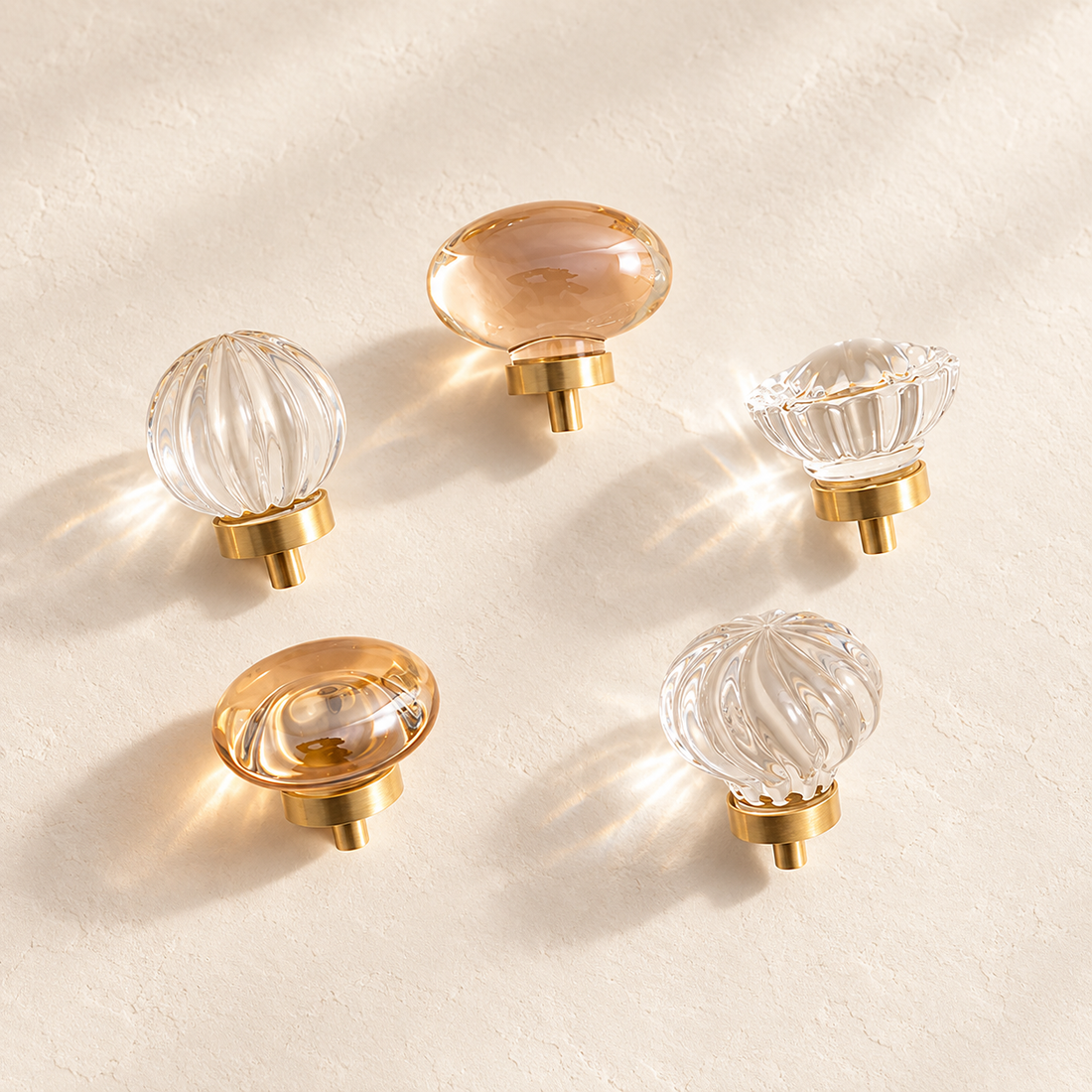 Crystal Brass Cabinet Knob & Handle — Transparent / Champagne Gold — approved main product image