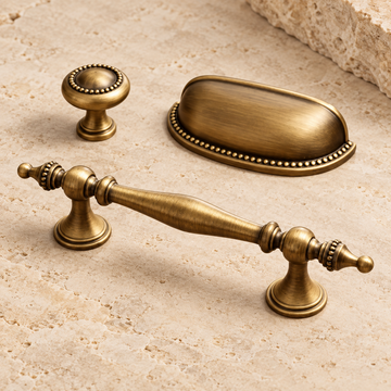 Cup & Spindle Cabinet Pull & Knob — Antique Brass — approved main product image