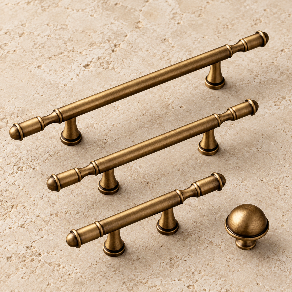 Dome-Knob Bar Cabinet Pull & Knob — Antique Brass — approved main product image