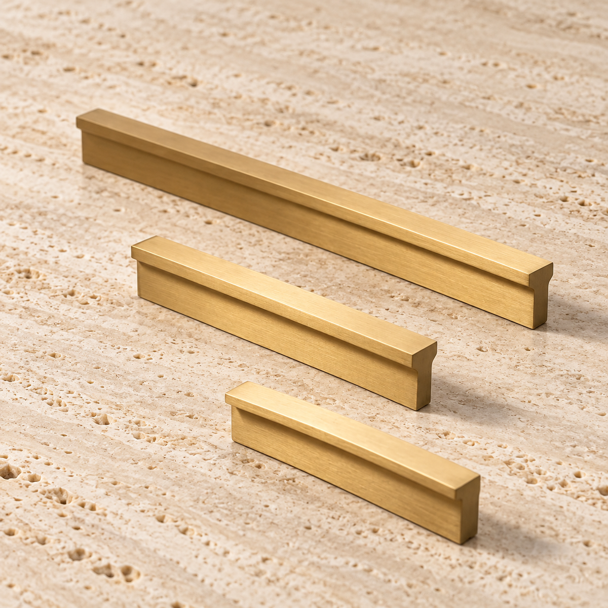 Extra-Long Brushed Brass Cabinet Pull — Modular Modern Handle — approved main product image