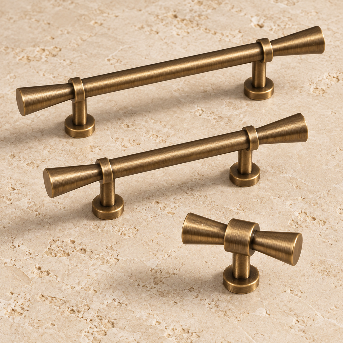 Flared T-Bar Cabinet Pull & Knob — Antique Bronze — approved main product image