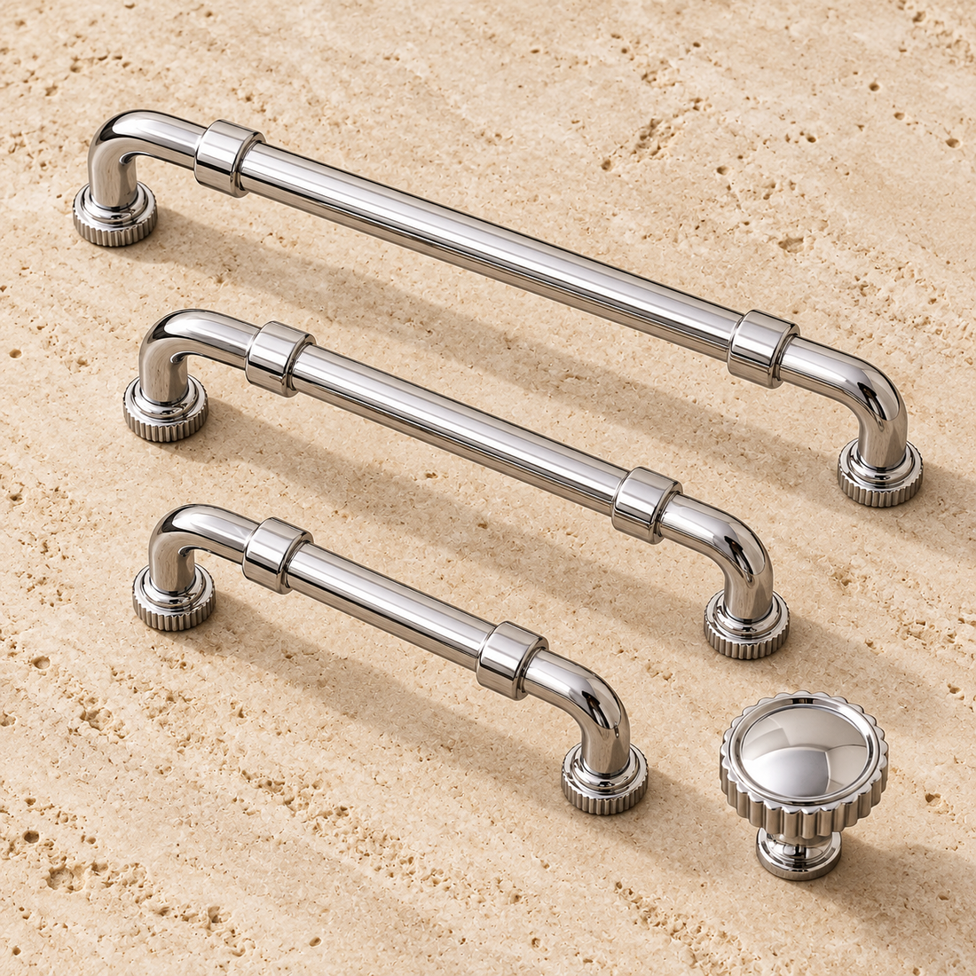 Fluted Bar Cabinet Pull & Knob — Chrome Silver — approved main product image