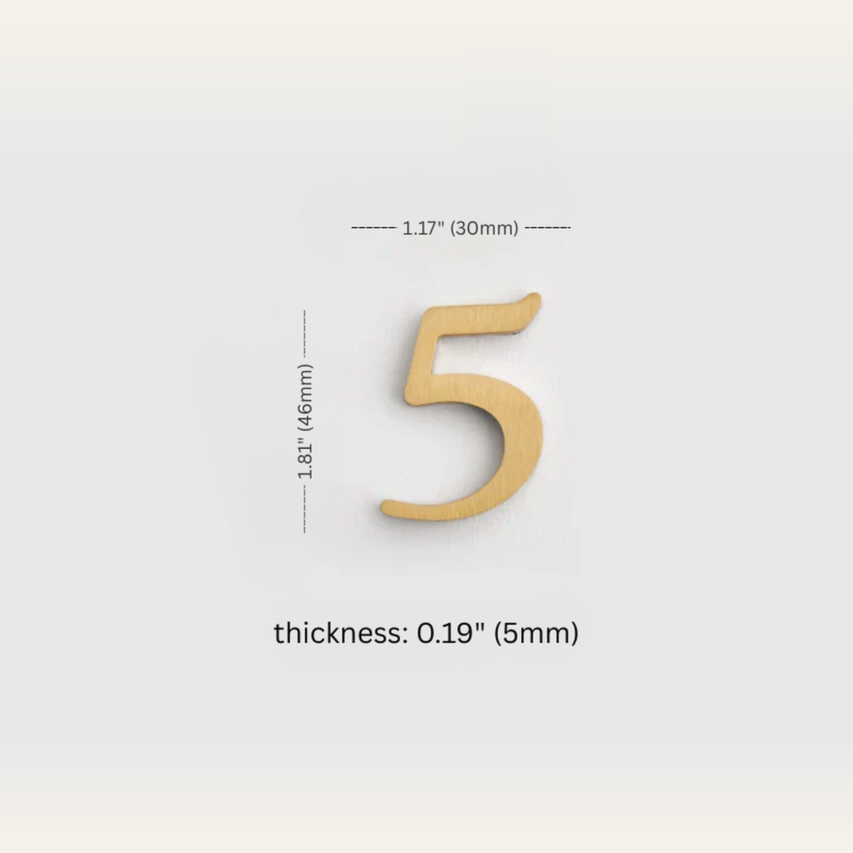 Gold Brass House Numbers & Letters — Solid Brass Door Plate Set — measurements and dimensions 6