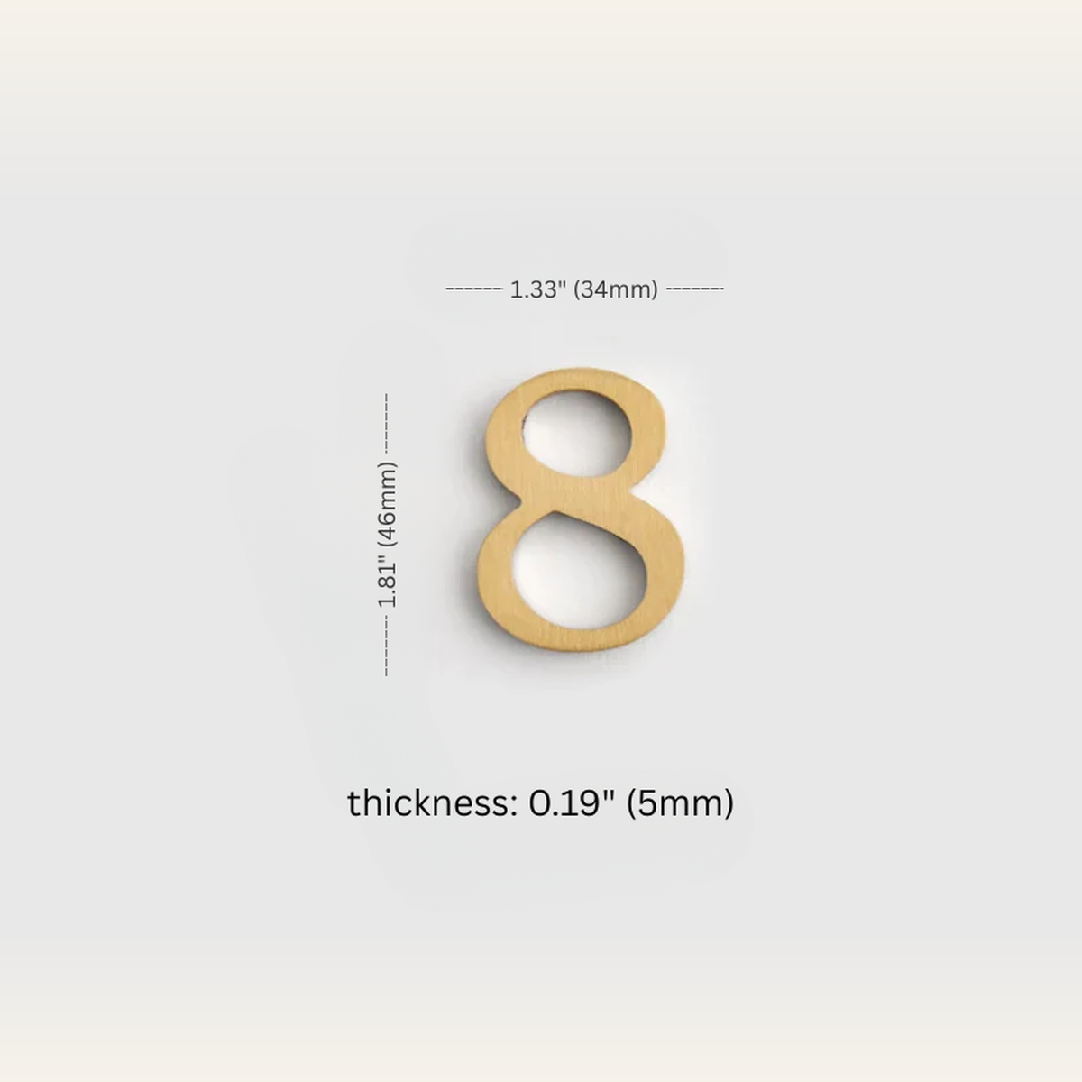 Gold Brass House Numbers & Letters — Solid Brass Door Plate Set — measurements and dimensions 7