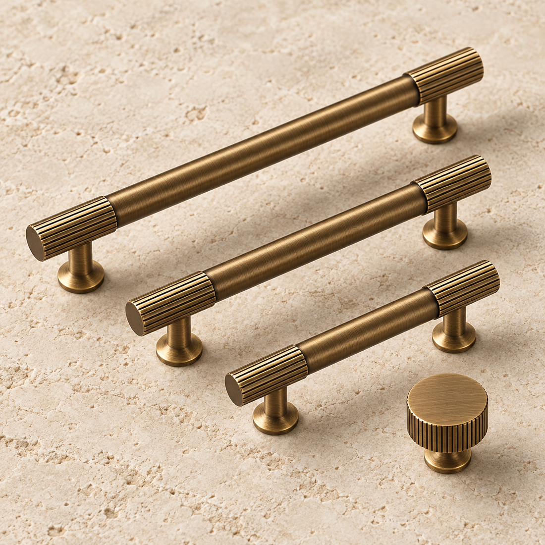 Knitted Ribbed Solid Antique Brass Cabinet Pulls & Knobs — approved main product image
