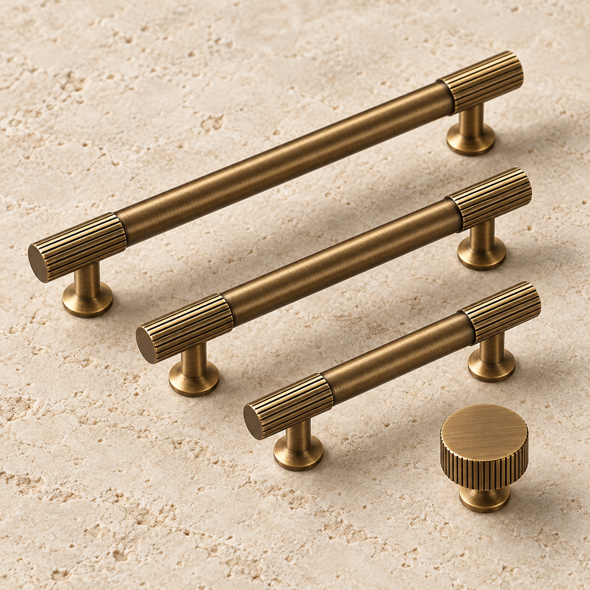 Knitted Ribbed Solid Antique Brass Cabinet Pulls & Knobs — approved main product image