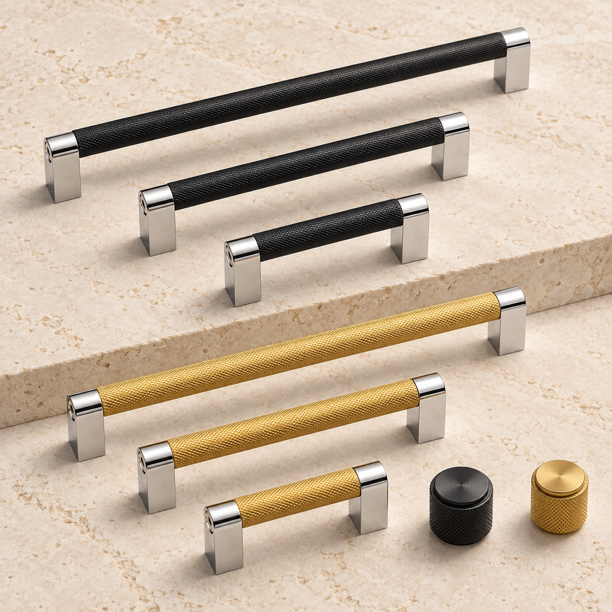 Knurled T-Bar Cabinet Pull & Knob — Modern Aluminum Hardware — approved main product image
