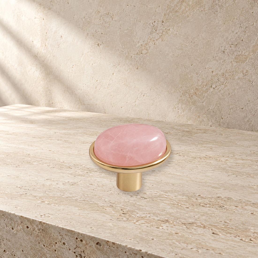 Natural Stone Crystal Cabinet Knob — Solid Brass Decorative Hardware — approved main product image