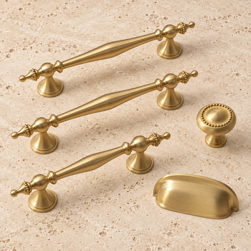 Nordic Solid Brushed Brass Cabinet Pull & Round Knob — approved main product image
