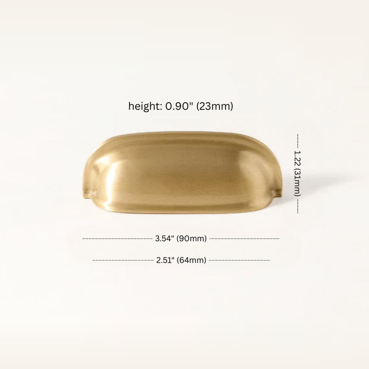 Nordic Solid Brushed Brass Cabinet Pull & Round Knob — measurements and dimensions 4