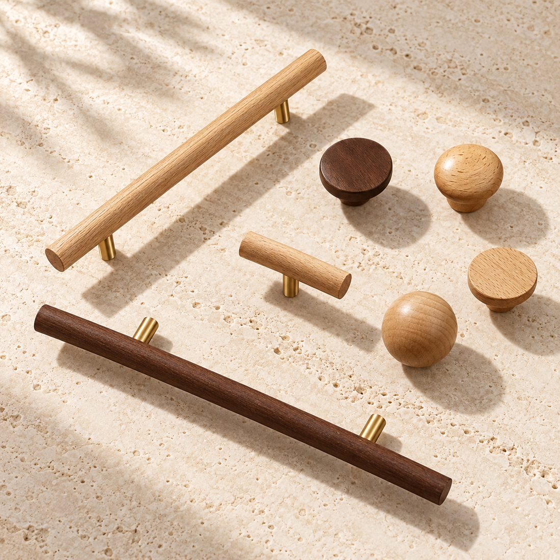 Nordic Walnut Wood Cabinet Pull & T-Knob — Modern Design — approved main product image