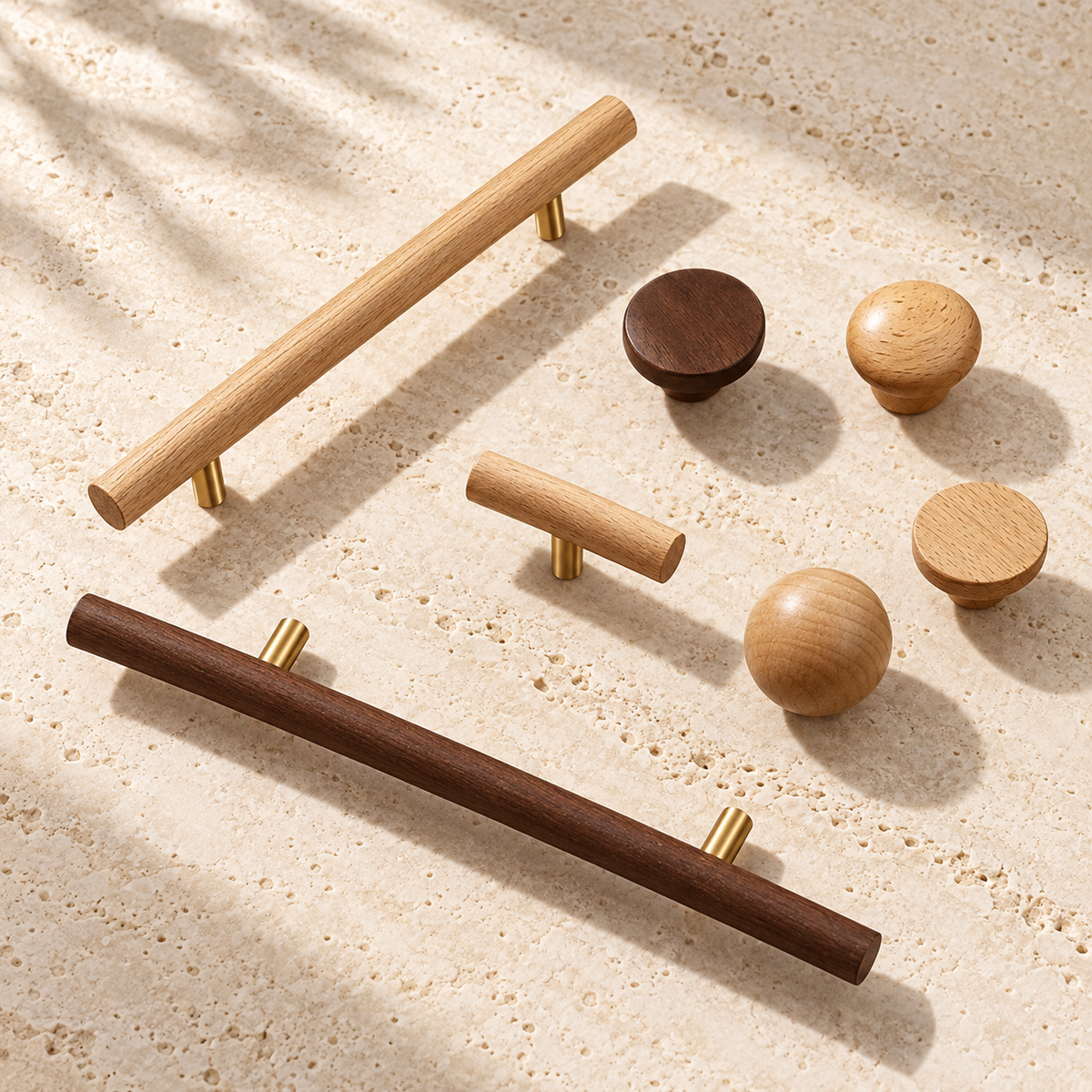 Nordic Walnut Wood Cabinet Pull & T-Knob — Modern Design — approved main product image