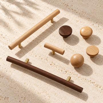 Nordic Walnut Wood Cabinet Pull & T-Knob — Modern Design — approved main product image