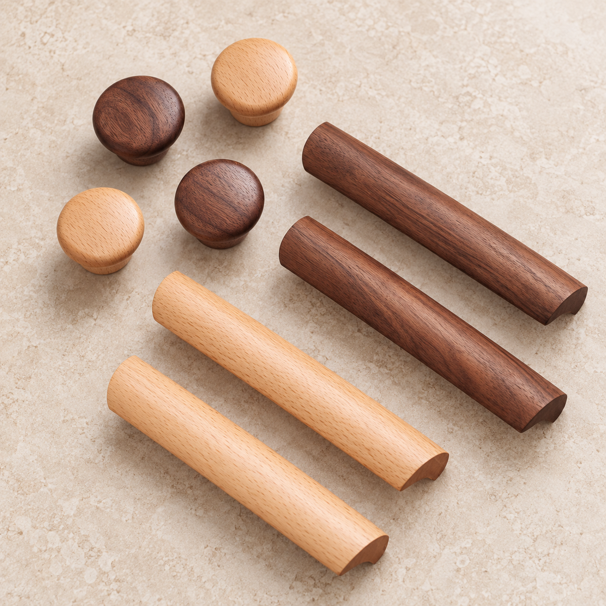 Nordic Wood Cabinet Pull & Knob — Walnut & Beech Decorative Hardware — approved main product image