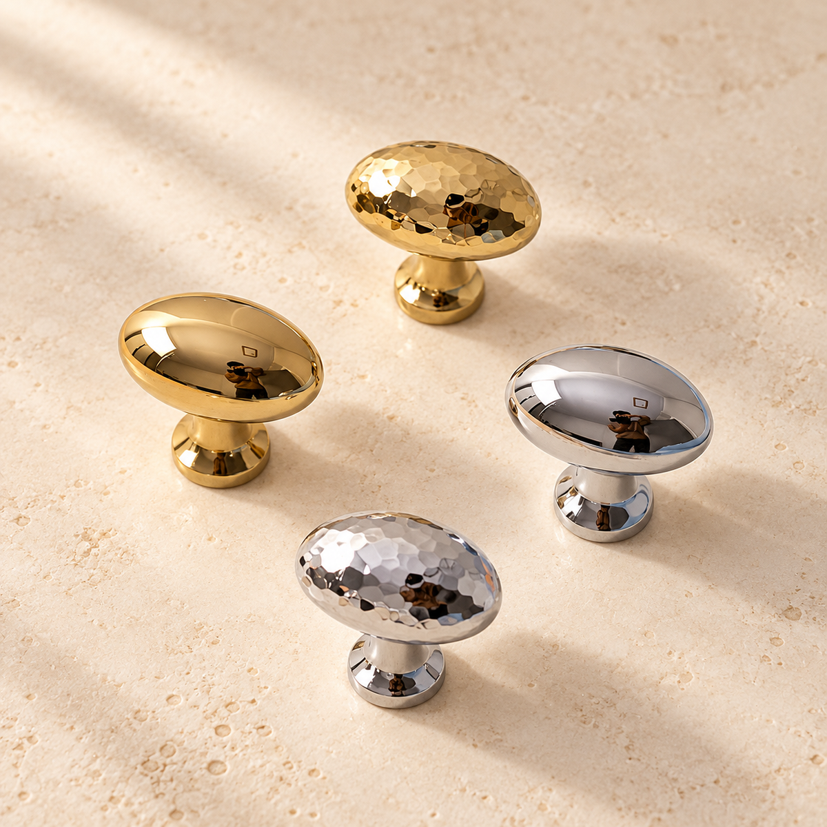 Pigeon Egg Cabinet Knob — Solid Brass Hammered Hardware — approved main product image
