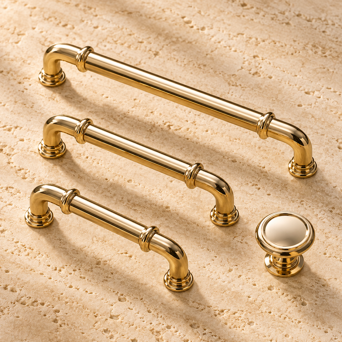 Polished Brass Cabinet Pull & Knob — Solid Brass Luxury Hardware — approved main product image
