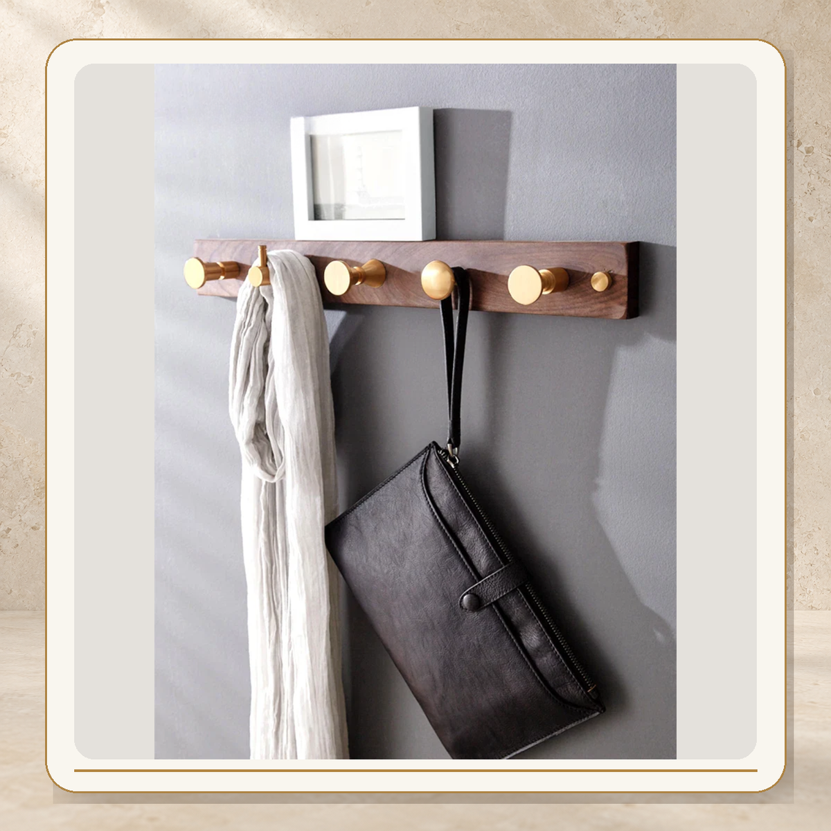 Solid Brass Wall Hook — Minimalist Decorative Robe Hook — approved main product image